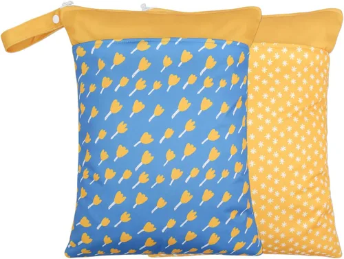 Vista 7 de Paquete de 2 bolsas para artículos húmedos y secos para pañales de tela y piezas de extractor de leche, bolsa húmeda reutilizable impermeable