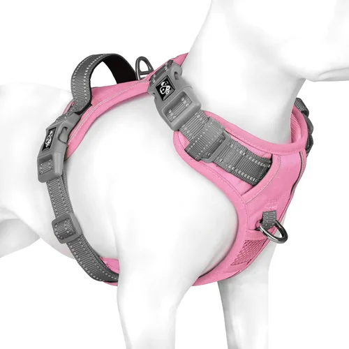 Vista 16 de PHOEPET Arnés para perro sin tirones, chaleco reflectante ajustable de colores únicos, con mango de entrenamiento suave, clips de metal para perros