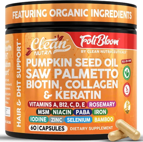 Aceite de semilla de calabaza con suplementos para el crecimiento del