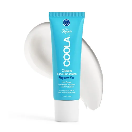 COOLA Organic Face Sunscreen SPF 50 Sunblock Lotion, Dermatologist Tested Skin Care for Daily Protection, Vegan and Gluten Free, Fragrance Free