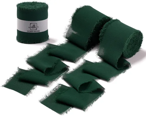 Vista 10 de DORIS HOME Cinta de gasa azul bebé para ramo de flores, cinta de tela de 2 pulgadas x 21 yardas para envolver regalos, cinta deshilachada hecha a