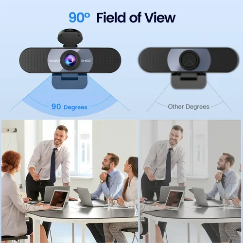 Vista 4 de EMEET Cámara web 1080P, cámara web C960 con 2 micrófonos con cancelación de ruido y cubierta de privacidad, cámara de computadora FOV de 90°, cámara