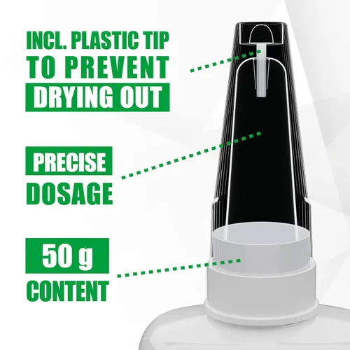 Vista 4 de Super pegamento para plástico – 50g (1.75 oz) Adhesivo líquido transparente XXL para ABS PVC acrílico plexiglás – Fórmula delgada para grietas