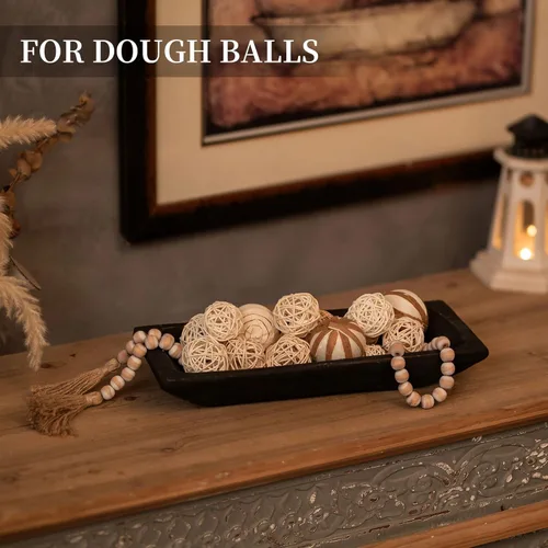 Vista 2 de Hanobe Cuenco decorativo de madera para masa: cuenco largo de madera para mesa de entrada, decoración del hogar, decoración de mesa auxiliar