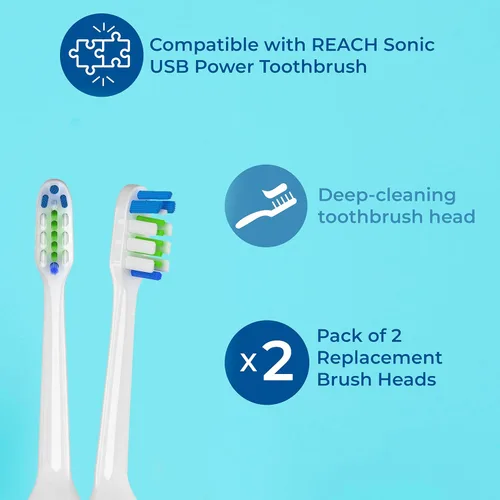 Vista 3 de Reach Cepillo de dientes eléctrico Sonic USB, suave, incluye mango de cepillo de dientes, cabezal de cepillo, tapa de cepillo de dientes, estuche