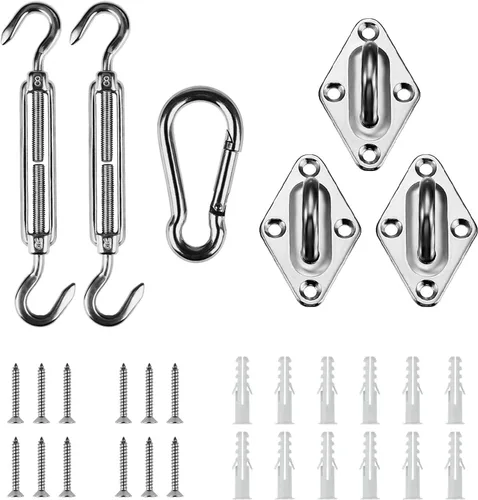 Vista 7 de Artpuch Kit de accesorios para toldo de 5 pulgadas para toldo triangular para instalación al aire libre, acero inoxidable 304