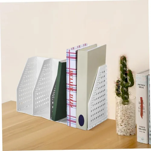 Vista 3 de OSALADI Desk File Organizer with Multiple Compartments Collapsible Binder Holder and Magazine File for Office Use Material Space-saving Design for