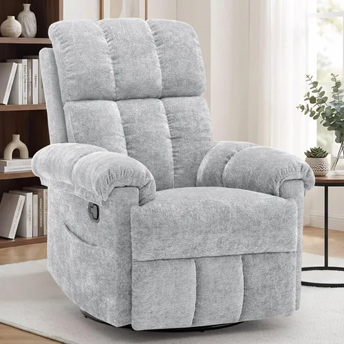 Vista 10 de Korser Silla reclinable, silla reclinable giratoria para adultos, reclinables pequeños para espacios pequeños, silla reclinable manual con bolsillos