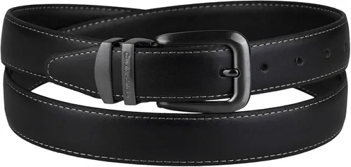 Concitor Cinturón reversible de colores sólidos de cuero negro unido tono peltre XL, Peltre