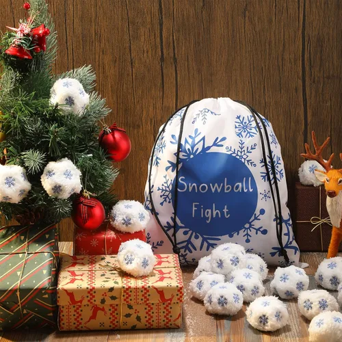 Vista 4 de Sumind 36 Piezas Bolas de Nieve Falsas para Peleas de Niños en Interiores, Bolas de Nieve Suaves de Felpa Esponjosa con Bolsa de Almacenamiento