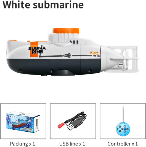 Vista 9 de GoolRC Mini submarino RC para niños, LSRC-SMI barco de control remoto impermeable juguete de buceo para niños y niñas (blanco)
