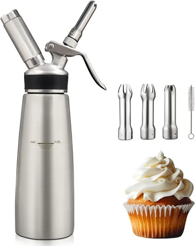 Deepfeel Dispensador profesional de crema batida de acero inoxidable de 16.9 fl oz – Recipiente para hacer crema batida con cartuchos N2O (no