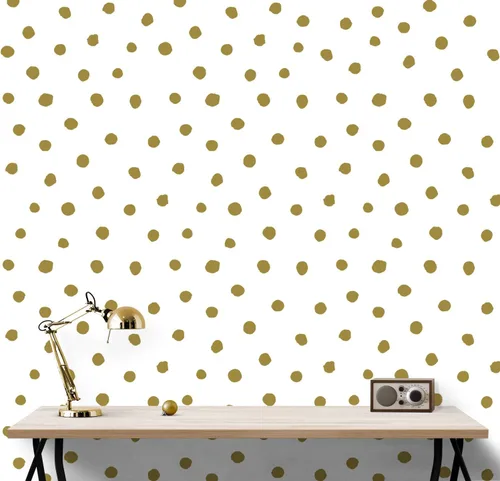 Vista 8 de Circle Polka Dots Pattern Peel and Stick Wallpaper Removable Wall Mural #6206 (108in Tall X 48in Wide, White Polka Dots)