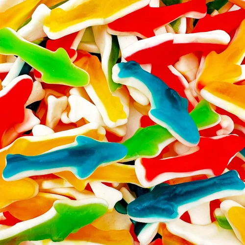Gummy Sharks Candy | Bolsa de 2 libras | Sabores surtidos - Cereza, lima, frambuesa azul, limón