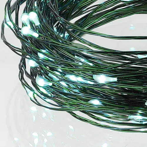 Vista 2 de Remagr Conjunto de 4 luces de guirnalda de Navidad de hadas, funciona con batería, cable verde, luces LED impermeables con control remoto de 8 modos