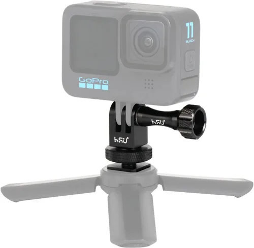 Vista 7 de HSU Kit de brazo de extensión curvado y adaptador de montaje de zapata fría, soporte de trípode de aluminio con orificio de tornillo 1/4-20