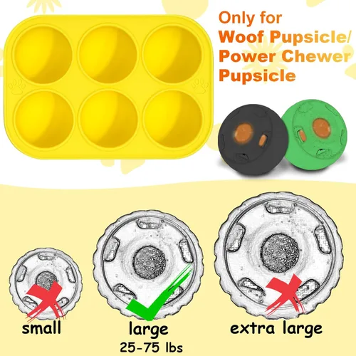Vista 2 de BABORUI Moldes de silicona de 6 cavidades para golosinas de perro para Woof Pupsicle y Power Chewer Pupsicle Grande 25-75lbs, moldes reutilizables