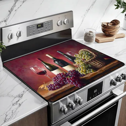 Vista 24 de Cubierta superior de estufa de vidrio resistente al calor con revestimiento de goma antideslizante, protector de estufa eléctrica de 28.5 x 20.5