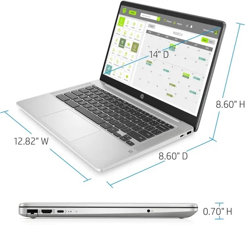 Vista 3 de HP 14 Chromebook 2020 - Computadora portátil insignia de 14 pulgadas, pantalla HD SVA antirreflejo, procesador Intel Celeron N5000, 4 GB, DDR4, 64