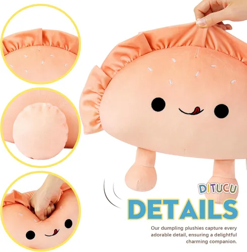 Vista 6 de Ditucu Almohada de peluche linda de dumpling divertida, juguetes de peluche de animales de comida frita, panqueques, peluches suaves para abrazar