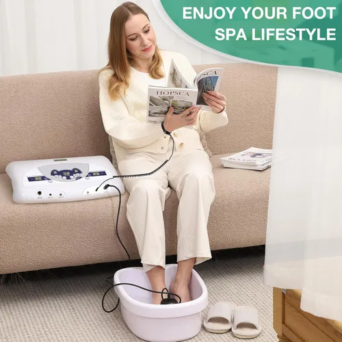 Vista 2 de Ionic Foot Bath Detox Machine, Foot Detox Mahcine SPA for 2 Users with MP3 Music Player, Including 2 Earphones, 2 Wrist Straps, 2 Arrays, 5 Foot