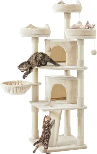 Vista 10 de Yaheetech - Árbol para gatos de 76 pulgadas con múltiples niveles, torre para gatos con gran condominio y perchas acogedoras, casa