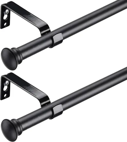 Vista 10 de Barras de cortina negras para ventanas de 28 a 48 pulgadas, juego de barras de cortina decorativas pequeñas de 5/8 pulgada de negro mate
