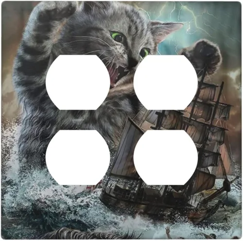 Vista 128 de Cubierta de Toma Duplex de 1 Banda Decorativa con Diseño de Puesta de Sol Abstracto y Arcoíris, Placa Frontal Eléctrica, Interruptor de Luz Único