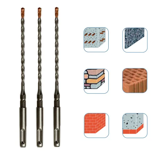 Vista 2 de Brocas de martillo giratorio hexagonal SDS Plus de 3/16 pulgadas x 7 pulgadas para tornillo de hormigón, 12 unidades, 3/16 x 7 pulgadas, brocas SDS