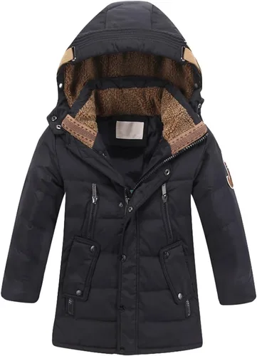 Mallimoda Abrigos de plumón con capucha para niños, chaqueta cálida de invierno, abrigo acolchado sólido