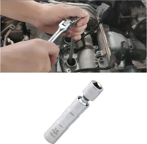 Bujía magnética giratoria de 14 mm, llave de bujía de pared delgada de 3/8 pulgadas, bujía estándar de 12 puntas, herramienta de extracción con