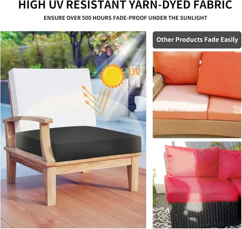 Vista 3 de Easy-Going Fundas Impermeables para Cojines de Patio SOLO Funda 20x18x4 pulgadas Paquete de 2 Fundas de Repuesto Antideslizantes para Cojines