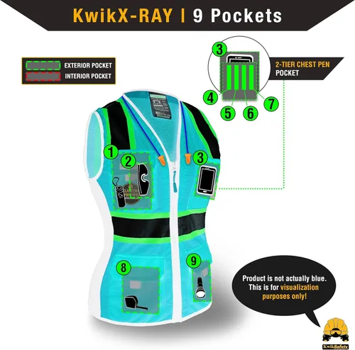 Vista 6 de KwikSafety - Multi-Color Safety Vest for Women Premium Reflective High Visibility Vest, ANSI Class Unrated