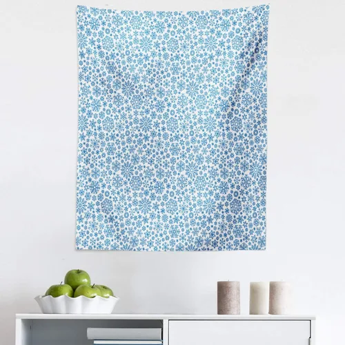 Lunarable Snowflake Tapestry, Christmas Different Shapes Snowflakes Pattern Winter Frosty Arctic Print, Fabric Wall Hanging Decor for Bedroom Living