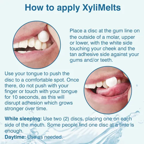 Vista 2 de Oracoat XyliMelts - Discos hidratantes para la boca seca, sin azúcar con xilitol, 230 unidades, sabor ligeramente dulce, alivio de 8 horas