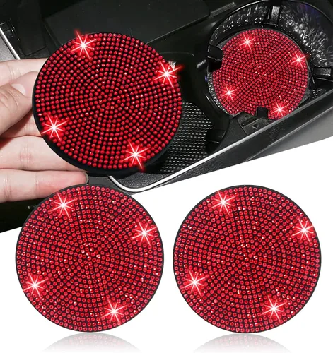 Vista 23 de NBTEPEM 2 posavasos de auto con diamantes de imitación, 2.75 pulgadas, antideslizantes, a prueba de golpes, universal, a la moda, para auto