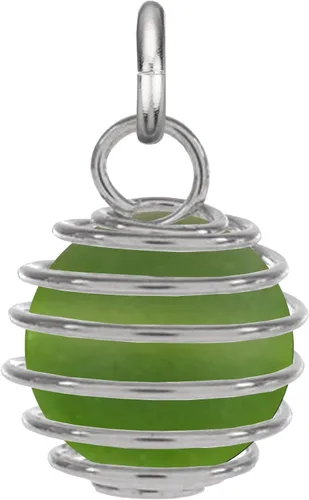 Frosted Lime Green Sea Glass 10mm Cage Pendant in Steel, Copper, Bronze, Black Iron, Titanium, Sterling Silver, 14K Gold, Rose Gold, or Black
