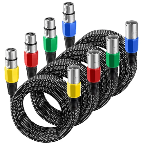 Vista 15 de Cable XLR de 3 pies/2 unidades, cable de micrófono Nylong trenzado equilibrado XLR macho a hembra, cables de conexión de micrófono de alta