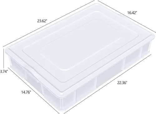 Vista 2 de Paquete de 4 bandejas de caja de prueba de masa de pizza comercial con tapa, contenedor de plástico para masa de pizza