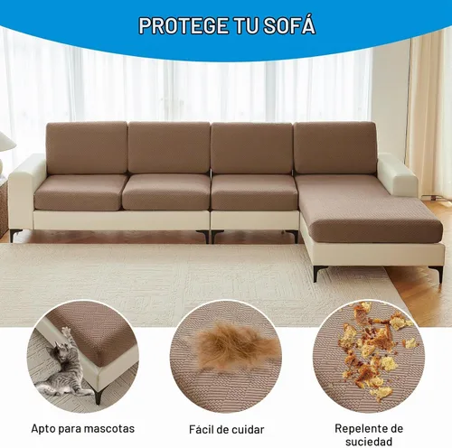 Vista 7 de Deep Dream - Funda elástica para cojines de sofá, funda protectora para muebles, funda para asiento de sofá (sofá extragrande, beige)