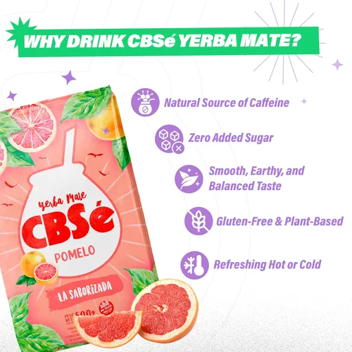 Vista 4 de CBSe Pomelo Yerba Mate – 2 paquetes de 500 g (1.1 lb) cada uno – Té de hierbas de hojas sueltas saborizado – Yerba argentina con sabor natural a