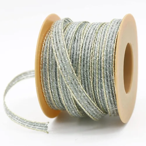 Vista 3 de Artsy Crafts - Paquete de 2 rollos de cinta de arpillera de 1/4 pulgadas con bordes de purpurina, 10 yardas cada uno, cinta de tela de yute rústica