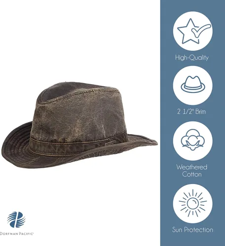 Vista 2 de Dorfman Pacific Indiana Jones - Gorro de algodón desgastado para hombre Marrón