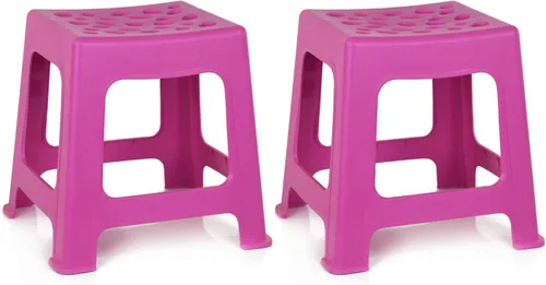 Vista 12 de Mintra Home Taburetes de plástico ligeros, paquete de 2 (18 pulgadas de altura, amarillo)