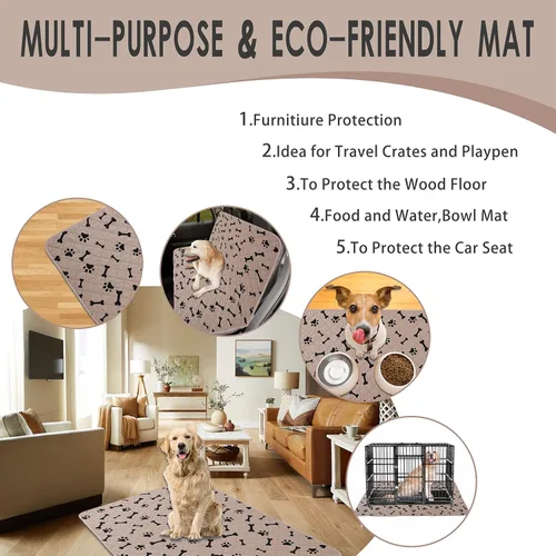 Vista 3 de 2 almohadillas para orina de perro, alfombras lavables antideslizantes para perros pequeños, almohadillas de entrenamiento para absorción de agua