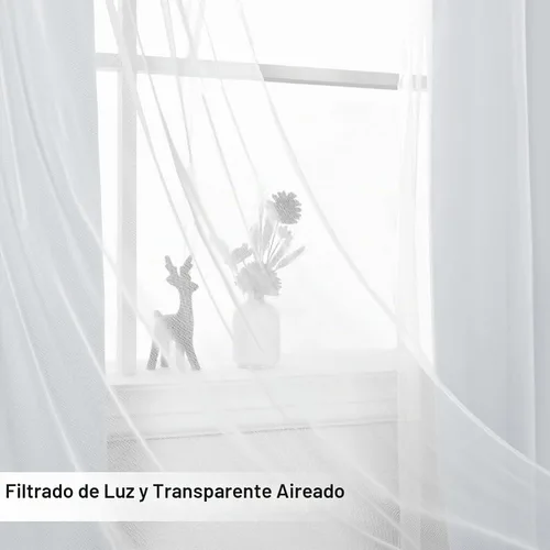Vista 7 de Hiasan Cortinas opacas con superposición transparente, con ojales, aislamiento térmico, para mezclar y combinar, cortinas de ventana de doble capa