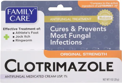 Family Care Clotrimazol Crema Antifúngica, 1% USP Comparar con Lotrimin 1oz mhtCXm, Paquete de 5