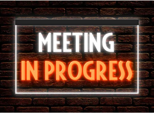 Vista 21 de 120175 - Letrero de neón con luz LED para reuniones en progreso (12 x 8 pulgadas, 16 colores por control remoto)
