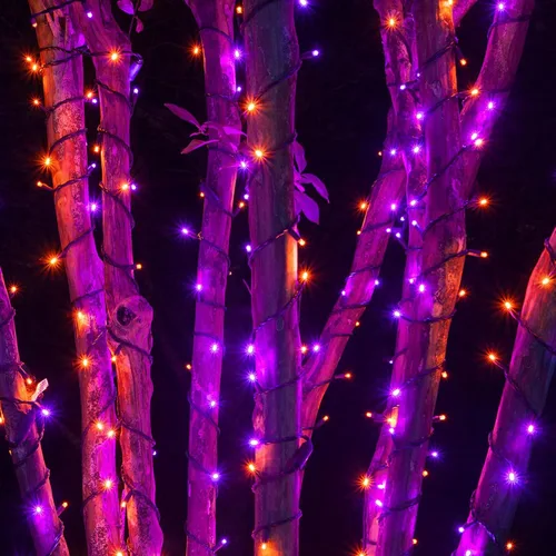 Vista 5 de Dazzle Bright - Guirnalda de luces para Halloween, 300 LED, 100 pies, 8 modos de iluminación, decoraciones para carnaval, jardín, exteriores y patio