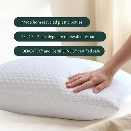 Vista 6 de Buffy Cloud Cooling Pillow - Almohada de espuma ajustable de 2ª generación, hielo frío toda la noche, certificado CertiPUR-US, funda lavable